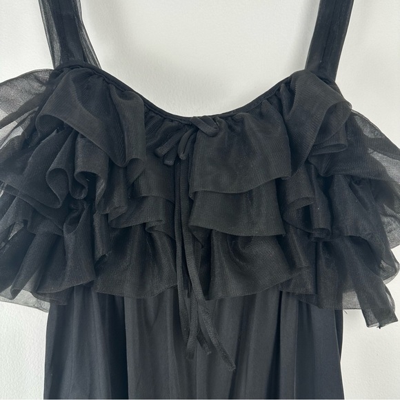 Chic Lingerie Sleepwear Pants One Piece Romper Size Small Black Vintage Ruffle - Picture 5 of 10